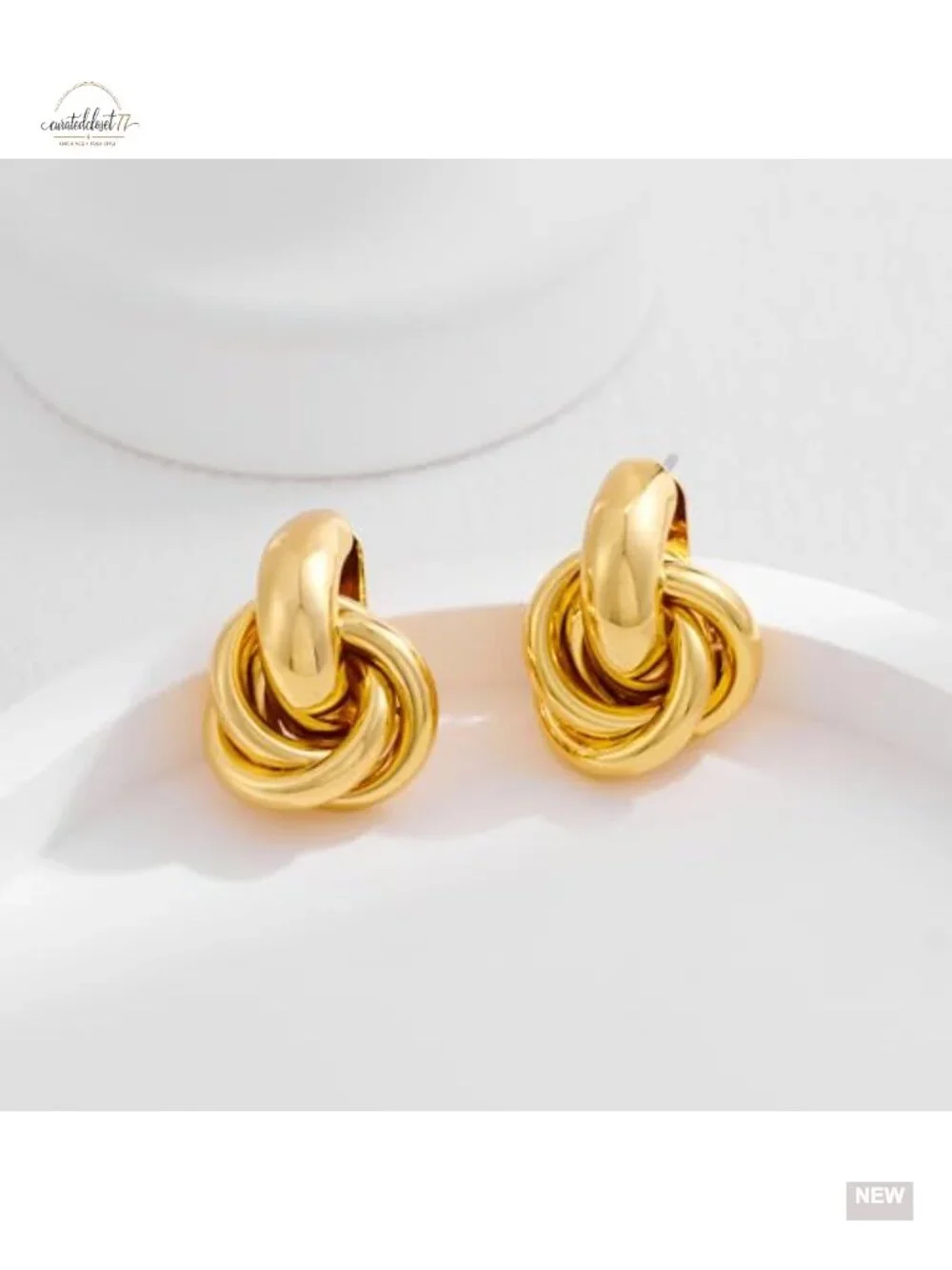 Geometric Drop Dangle Earrings Chunky Knot Stud Twisted Link Earring